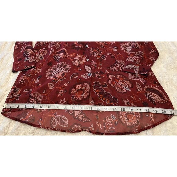 Women's LOFT Outlet Petite Sheer Collared Floral Blouse 100% Polyester Size SP - Picture 9 of 14